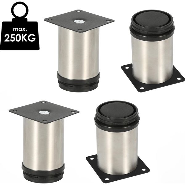 Bettizia Set Di 8 Gambe Per Mobili Set Di Gambe Per Tavoli Gambe Per Divani Gambe Per Letti Gambe Per Divani Gambe Per Armadi Gambe Per Mobili Gambe In Acciaio Inox 100Mm-image