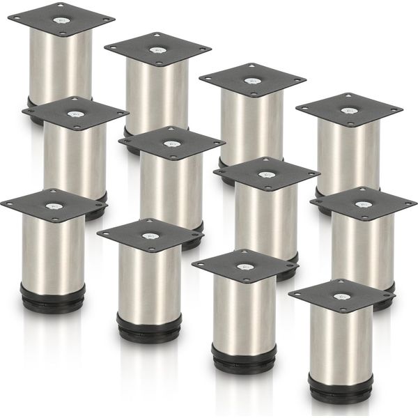 Hengda Set Di 12 Gambe Per Mobili Set Di Gambe Per Tavoli Gambe Per Divani Gambe Per Mobili Supporti Per Letti Gambe Per Divani Gambe Per Armadietti Gambe Per Mobili Gambe In Acciaio Inox 100Mm-image