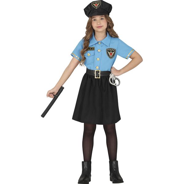 Costume Da Avventura Della Polizia Uniforme Di Carnevale Copricapo Accessori Divertimento Carnevale, Taglia: 140/146 Colore: Blu-image