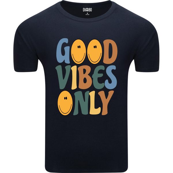 Diarbo T-Shirt Da Uomo Con Stampa Divertente Only Good Mood Blu Scuro Taglia L-image
