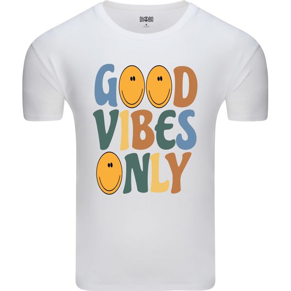 T-Shirt Da Uomo Diarbo Con Stampa Divertente Only Good Mood Bianco Taglia M-image