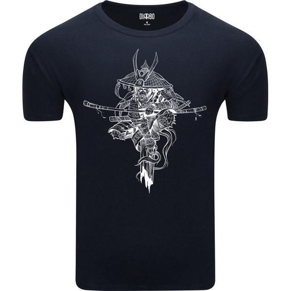 Diarbo Maglietta Da Uomo Con Stampa Motivo Giapponese Scimmia Samurai Blu Scuro Taglia L-image