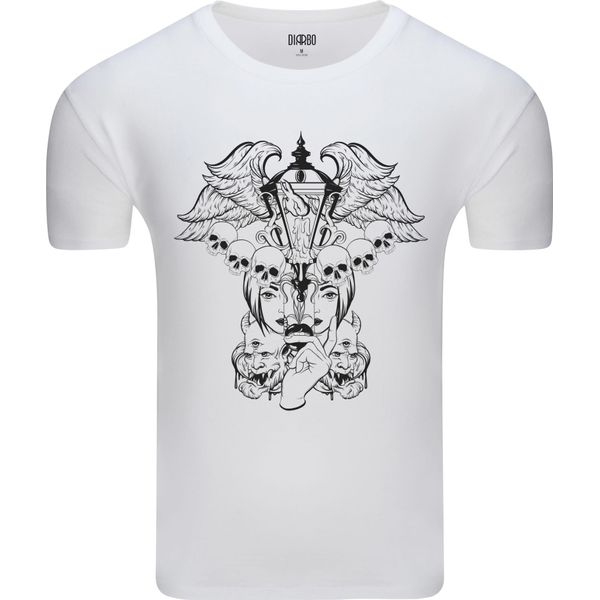 Diarbo T-Shirt Da Uomo Con Stampa Astratta Surreale Lanterna Bianca Taglia Xs-image