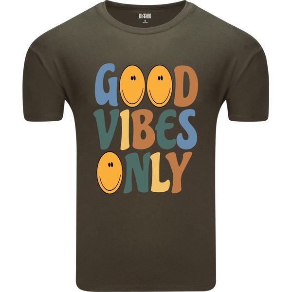 Diarbo T-Shirt Da Uomo Con Stampa Divertente Only Good Mood Verde Taglia Xl-image