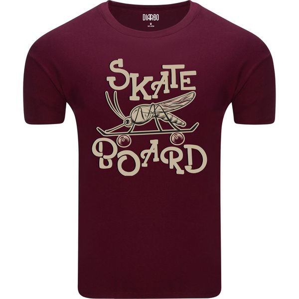 T-Shirt Da Uomo Diarbo Con Stampa Divertente Skate Mosquito Rosso Scuro Taglia Xxl-image