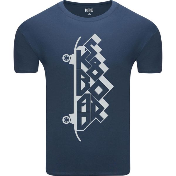 Diarbo T-Shirt Da Uomo Con Stampa Skateboard Tipografia Blu Taglia S-image