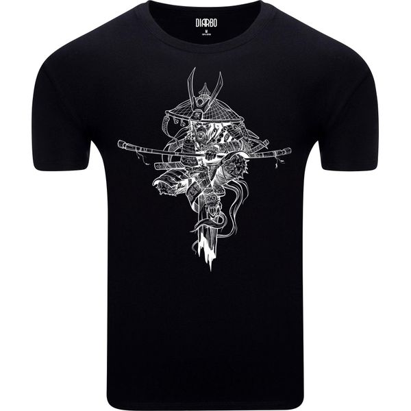 Diarbo Maglietta Da Uomo Con Stampa Motivo Giapponese Scimmia Samurai Nero Taglia S-image