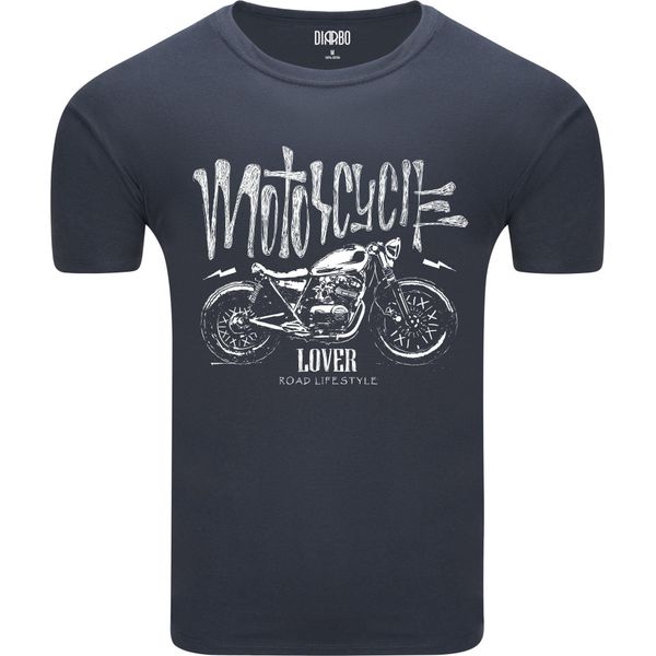 Diarbo T-Shirt Da Uomo Con Stampa Amante Moto Amante Moto Grigio Scuro Taglia L-image