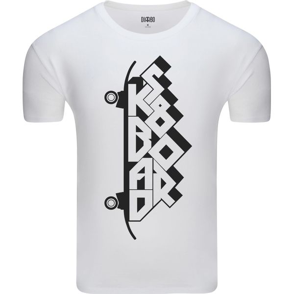 Diarbo T-Shirt Da Uomo Con Stampa Skateboard Tipografia Bianca Taglia Xl-image