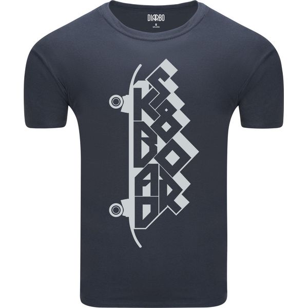 Diarbo T-Shirt Da Uomo Con Stampa Skateboard Tipografia Grigio Scuro Taglia Xxl-image