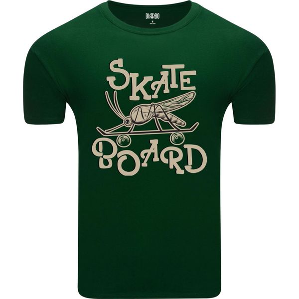 T-Shirt Da Uomo Diarbo Con Stampa Divertente Skate Mosquito Verde Scuro Taglia L-image