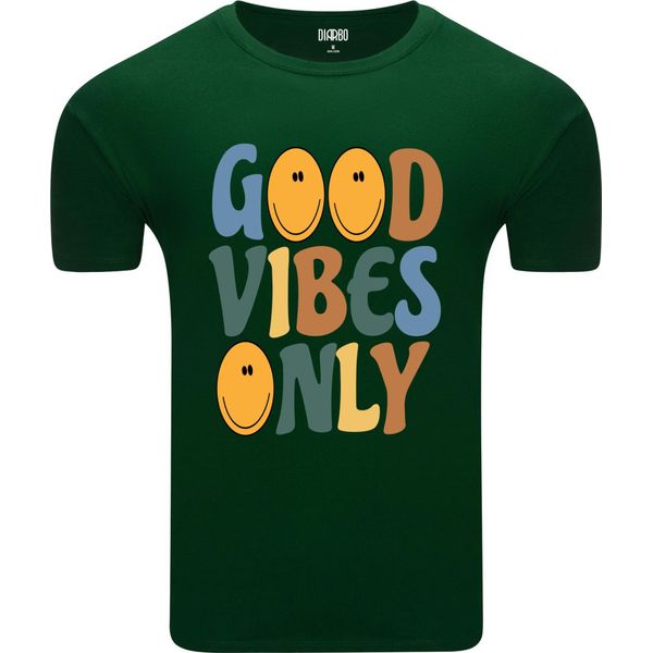 Diarbo T-Shirt Da Uomo Con Stampa Divertente Only Good Mood Verde Scuro Taglia L-image