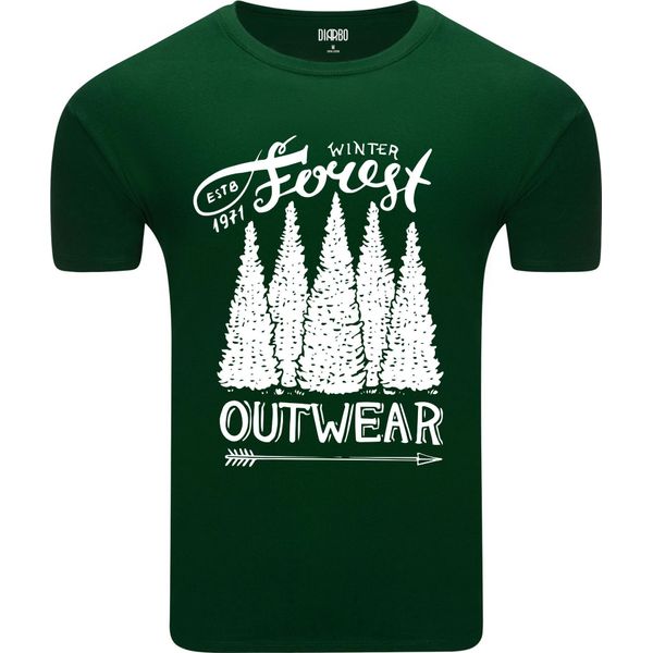 T-Shirt Da Uomo Diarbo Con Stampa Amante Della Natura Foresta Invernale Verde Scuro Taglia L-image