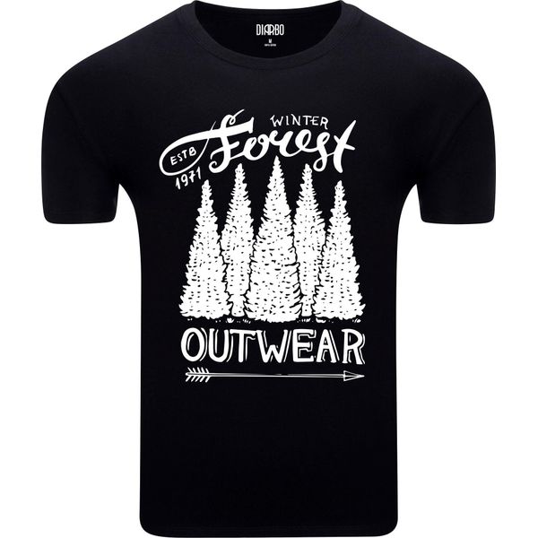 Diarbo T-Shirt Uomo Con Stampa Amante Della Natura Foresta Invernale Nero Taglia M-image