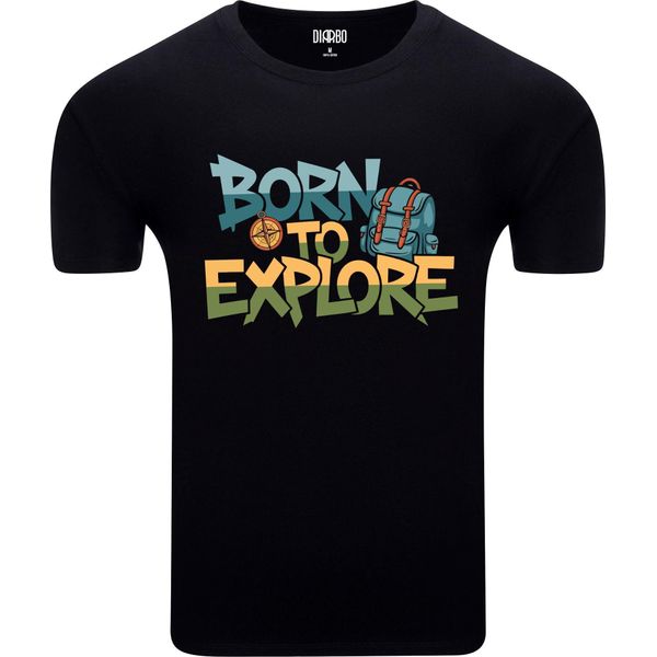 T-Shirt Da Uomo Diarbo Con Stampa Amante Della Natura Born To Explore Nera Taglia S-image
