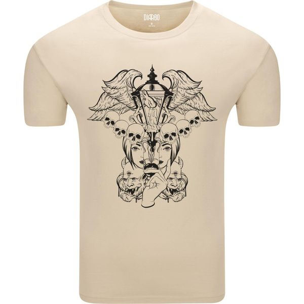 Diarbo T-Shirt Da Uomo Con Stampa Astratta Surreale Lanterna Beige Taglia Xxl-image