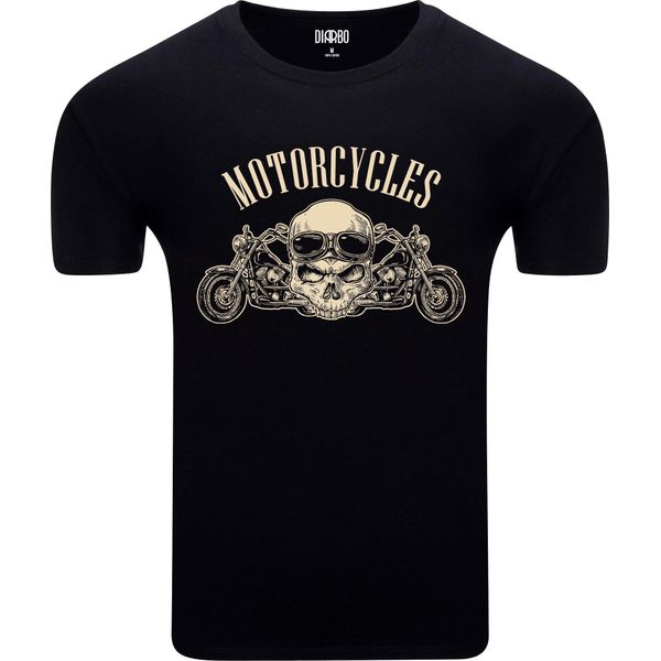 Diarbo T-Shirt Da Uomo Con Stampa Amante Moto Teschio Nero Taglia Xs-image