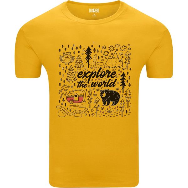 T-Shirt Da Uomo Diarbo Con Stampa Amante Della Natura Scoprire Il Mondo Giallo Taglia S-image
