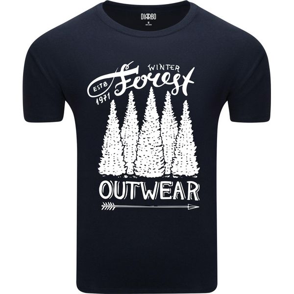 T-Shirt Da Uomo Diarbo Con Stampa Amante Della Natura Foresta Invernale Blu Scuro Taglia L-image