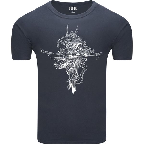 Diarbo Maglietta Da Uomo Con Stampa Giapponese Scimmia Samurai Grigio Scuro Taglia M-image
