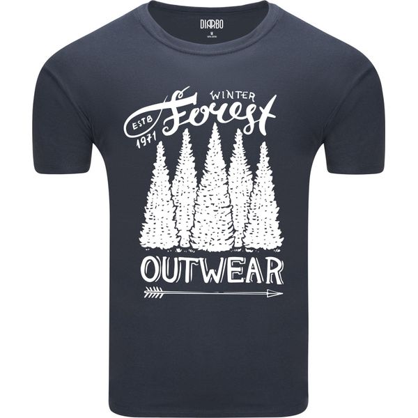 T-Shirt Da Uomo Diarbo Con Stampa Amante Della Natura Foresta Invernale Grigio Scuro Taglia Xl-image