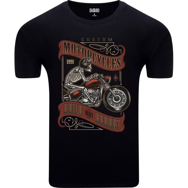 T-Shirt Da Uomo Diarbo Con Stampa Amante Dei Motori Teschio Personalizzato Moto Nero Taglia Xxl-image