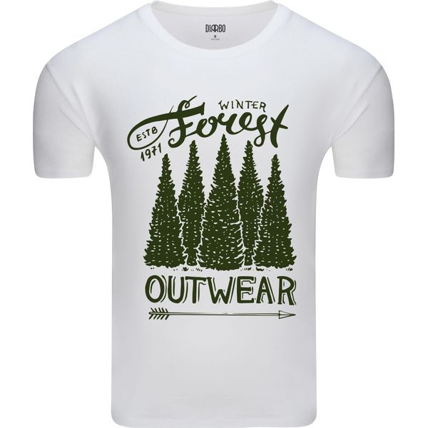 Diarbo T-Shirt Uomo Con Stampa Amante Della Natura Foresta Invernale Bianco Taglia S-image