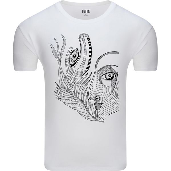 Diarbo T-Shirt Da Uomo Con Stampa Astratta Di Volto E Mano Surreale Bianca Taglia L-image