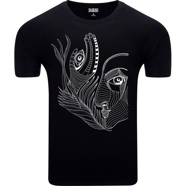 Diarbo T-Shirt Da Uomo Con Stampa Astratta Di Volto E Mano Surreale Nera Taglia L-image