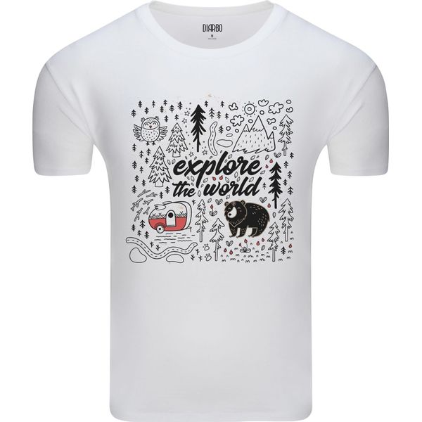 Diarbo T-Shirt Da Uomo Con Stampa Amante Della Natura Scoprire Il Mondo Bianco Taglia Xxxl-image