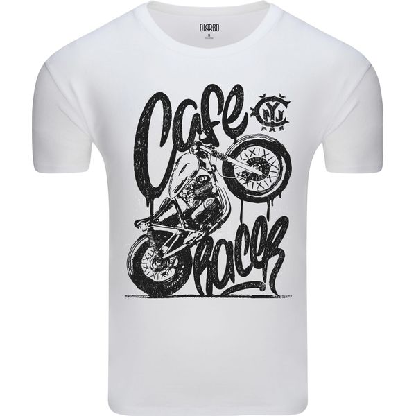 T-Shirt Diarbo Da Uomo Con Stampa Amante Dei Motori Café Racer Bianca Taglia Xs-image