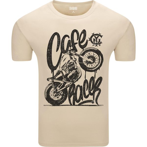 T-Shirt Da Uomo Diarbo Con Stampa Amante Dei Motori Café Racer Beige Taglia Xxl-image