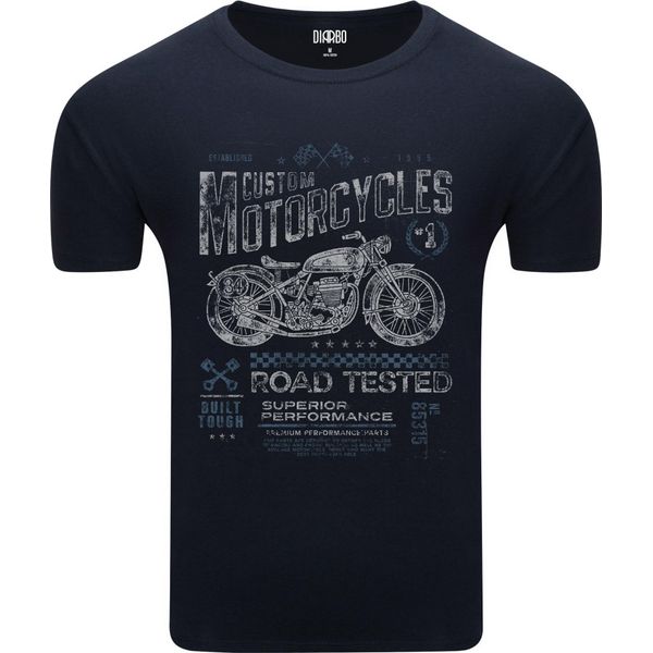 Diarbo T-Shirt Da Uomo Con Stampa Amante Moto Volantino Blu Scuro Taglia L-image