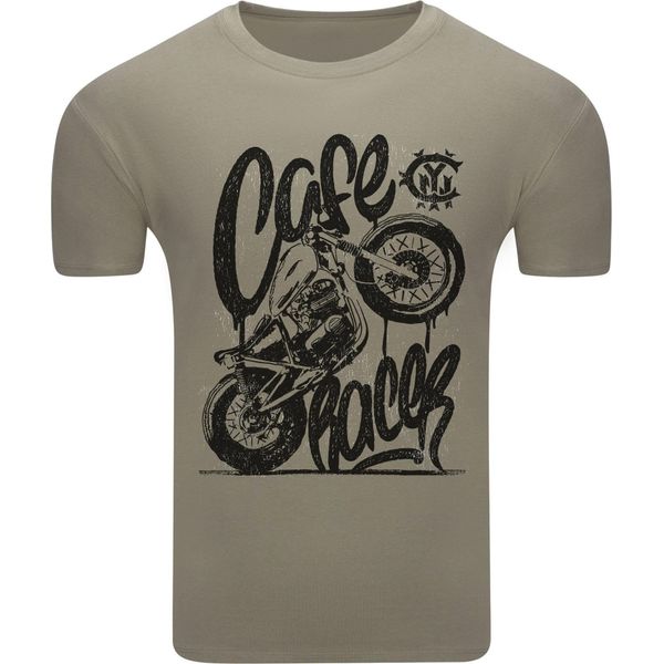 T-Shirt Da Uomo Diarbo Con Stampa Amante Dei Motori Café Racer Khaki Taglia Xxl-image