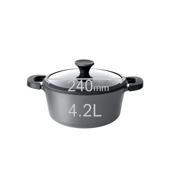 Pentola Biol In Alluminio Da 4 Litri Con Rivestimento Antiaderente, Coperchio In Vetro E Manici In Silicone Rimovibili, Adatta All'induzione, Per Tutti I Tipi Di Fornelli-image