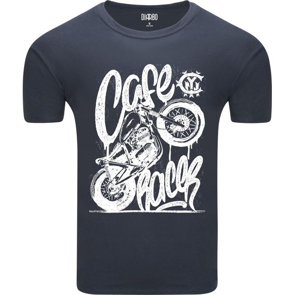T-Shirt Diarbo Da Uomo Con Stampa Amante Dei Motori Café Racer Grigio Scuro Taglia Xl-image