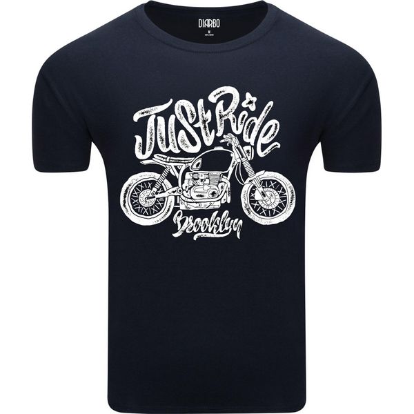 T-Shirt Da Uomo Diarbo Con Stampa Amante Dei Motori Einfach Fahren Blu Scuro Taglia L-image