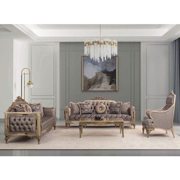 Casa Padrino Set Di Mobili Da Salotto In Stile Barocco Grigio / Oro - Mobili Barocchi-image