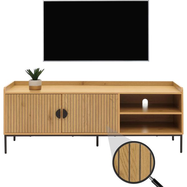 Porta Tv HWC-O39, Lavagna Tv Tavolino Tv Cassettiera Tv, Mdf Melaminico 56X150X40Cm ~ Naturale-image