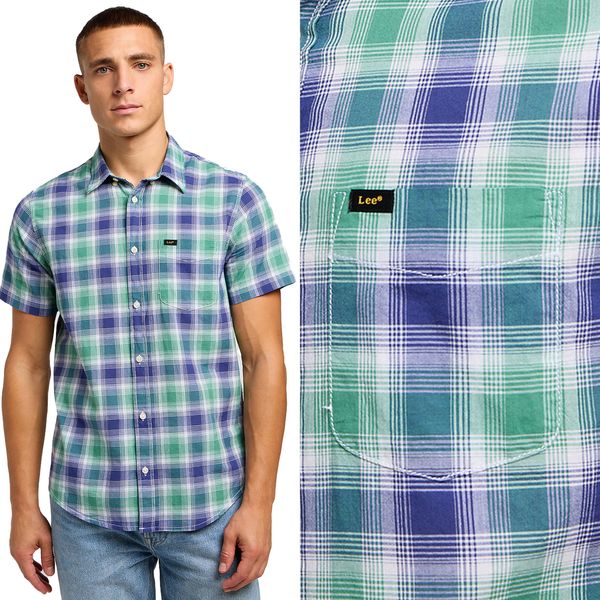 Lee Uomo, Camicia Button Down Ss, S, Verde, Camicie Da Uomo, , Uomo-image