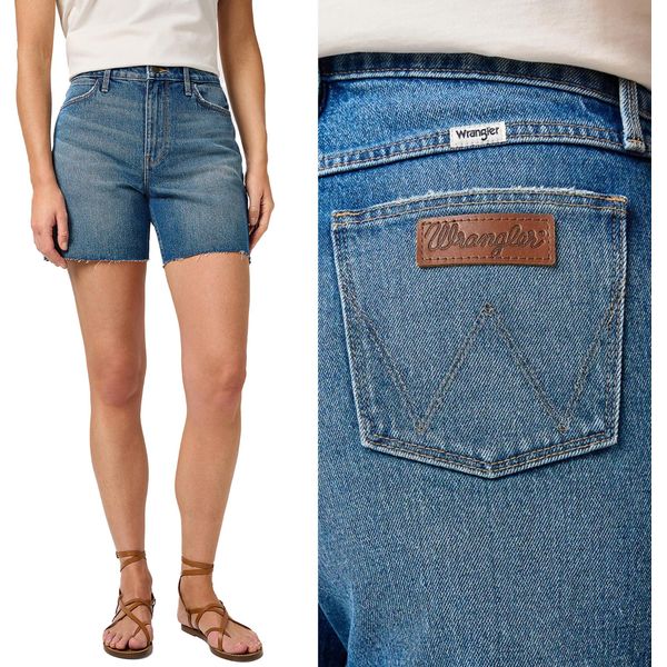 Wrangler Donna, Pantaloncini Cowboy Short 3 Inch, W29, Blu, Pantaloncini, Pantaloni,-image