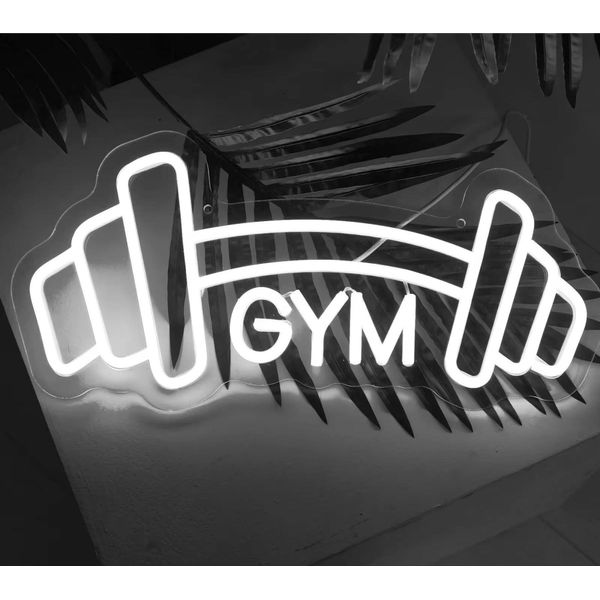 Luce Led Neon, Applique Decorativa, Manubrio Da Palestra, Bianco, Circa 28 X 15 X 2 Cm-image