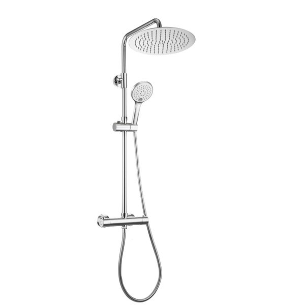 Joho Doccia Acciaio Inox Termostatico Miscelatore Colonna Doccia Altezza Regolabile Set Getto Pioggia Con Soffione Silicone Doccetta Mano Tonde,D25Cm-image