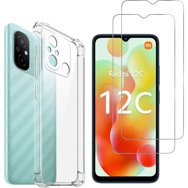 Custodia Antiurto Per Xiaomi Redmi 12C Con 2 Protezioni In Vetro Temperato Phonillico®-image