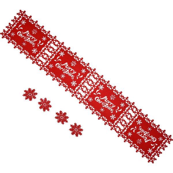 Natale Tovaglietta Runner Protezione Termica Assorbimento Acqua Feltro Tovaglietta (4 Inglese Tovagliette 4 Sottobicchieri)-image