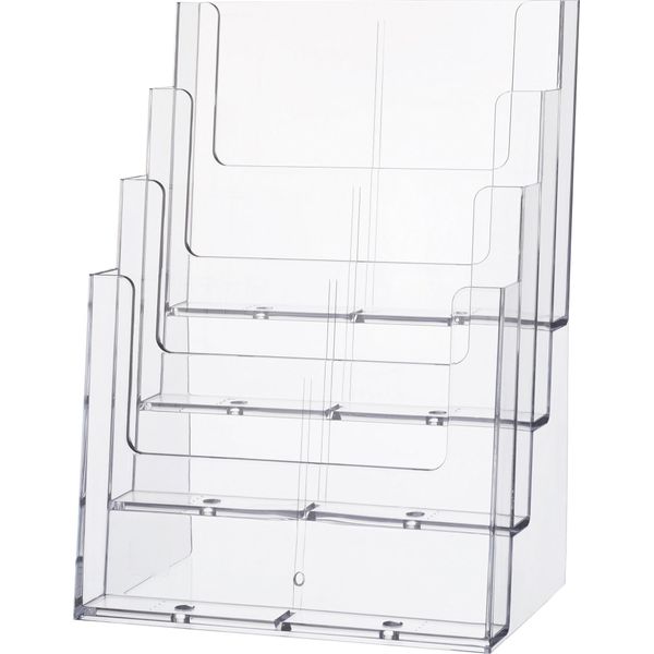 Helit H2352402 Tisch-Prospekthalter, Din A4 Hoch, 4 FäCher, Glasklar-image