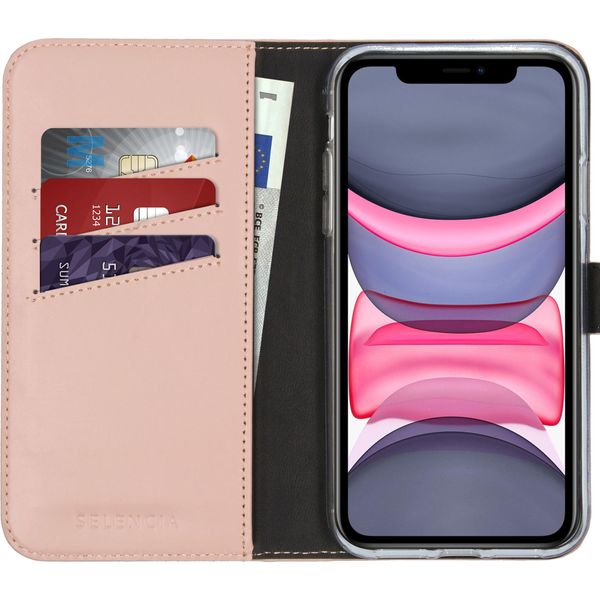 Cover Per Iphone 11 - Vera Pelle - Custodia Selencia Flip Flap - Rosa Chiaro-image
