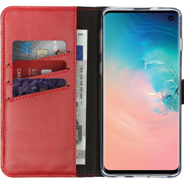 Custodia Per Samsung Galaxy S10 - Vera Pelle - Custodia Selencia Flip Flap - Rosso-image