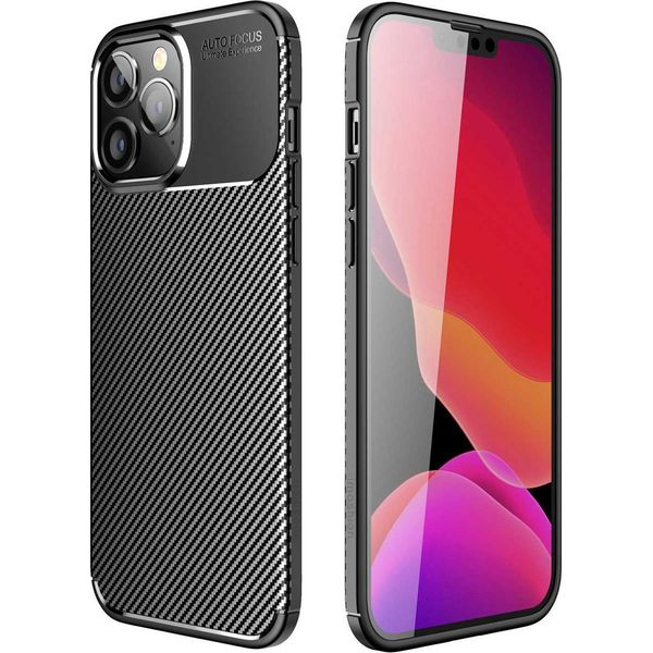 Iphone 14 Pro Custodia Iphone 14 Pro Custodia Protettiva Carbon Softcase Backcover Silicone Nero Imoshion-image