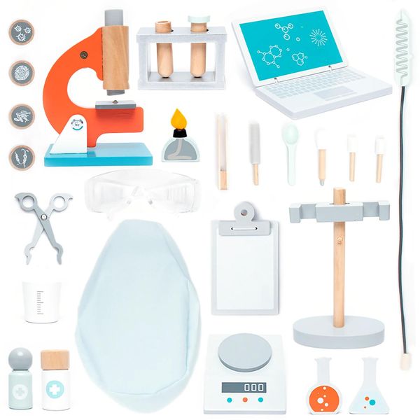 Umu® Laboratorio Per Bambini In Legno 29 Pezzi - Gioco Per Bambini Per Scienziati Da 2, 3, 4, 5 Anni-image